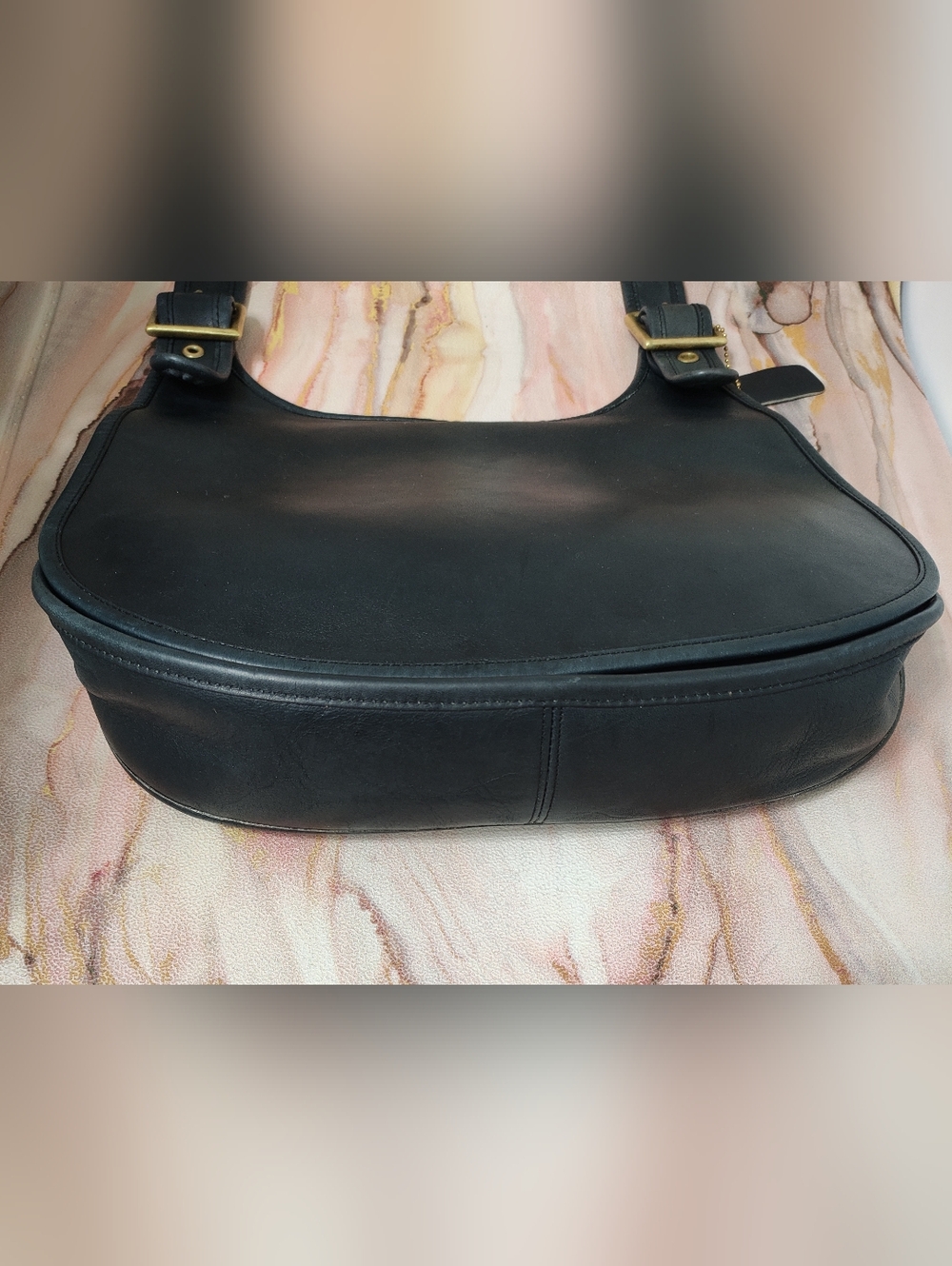 Vintage Coach 9210 Saddle Bag Large Navy Blue - Picture 7 of 16